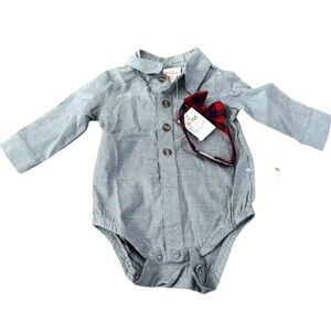 Baby Boys' Suit Bow Tie & Bodysuit Cat & Jack Size 0-3 Months Formal, Gray, Red